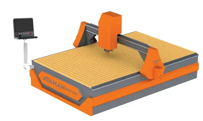 Atahan markalı CNC router makinesinin 3D tasarım modeli